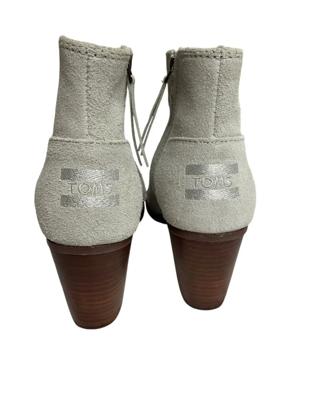 Toms Majorca Boots Peep Toe Suede Quilted Block Heel Gray 7 Women NWOT
